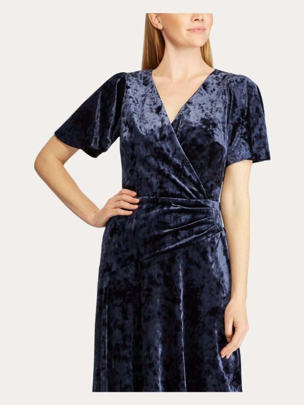 NEW Lauren Ralph Lauren Women's 6 Velvet Short Flutter Sleeves Dress NWT $165 - Picture 3 of 3